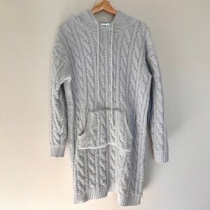 KIKIT Womens Cable‎ Knit Hoodie Dress Grey Popcorn Boucle Sweater S/M Longline